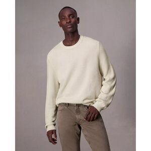 RAG & BONE Sweater Mens Medium Cream Waffle Knit Washed Dexter Crew $268